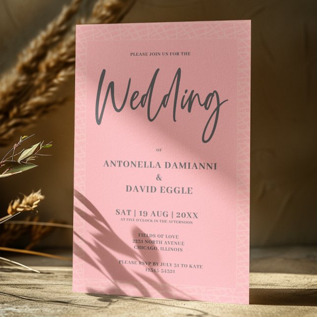 Convite Casamento de Código QR Cor-de-rosa-Blush Moderno M (Criador carregado)