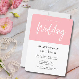 Convite Casamento de Código QR Cor-de-rosa-Blush Moderno M