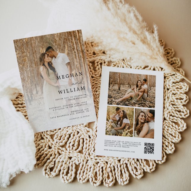 Convite Casamento de Código QR da Colagem de Fotos de Cali (Criador carregado)