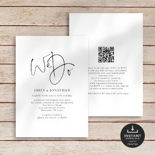Convite Casamento de Código QR da Linha de Script Elegante