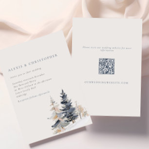Convite Casamento de Código QR das Árvores de Inverno de N
