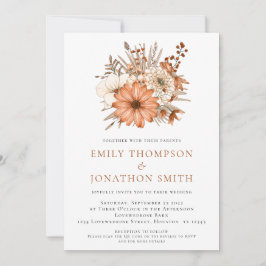 Convite Casamento de Código QR das Florais do outono Moder