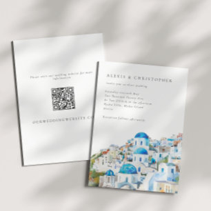 Convite Casamento de Código QR de Azul Santorini