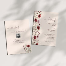 Casamento de Código QR de Burgundy Wildflower