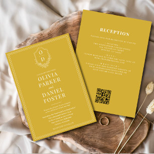 Convite Casamento de Código QR de Champagne Dourado Tudo e