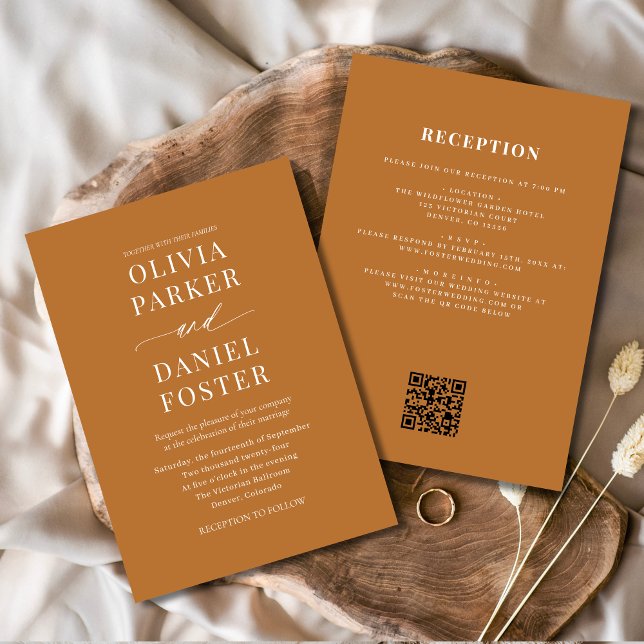 Convite Casamento de Código QR de Cobre de Todos em Um Boh (Criador carregado)