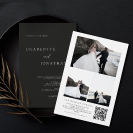 Convite Casamento de Código QR de Colagem de Foto Minimali