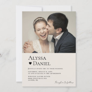 Convite Casamento de código QR de Foto Contemporânea Mínim