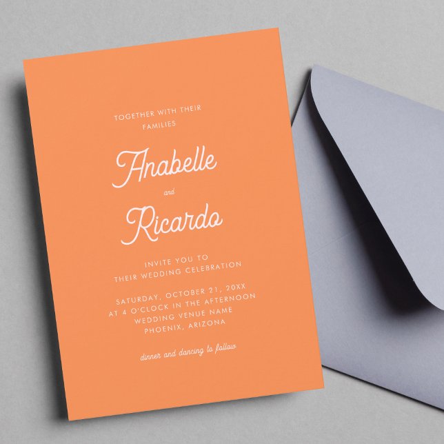 Convite Casamento de Código QR de Foto Cor-de-Rosa Laranja (Criador carregado)