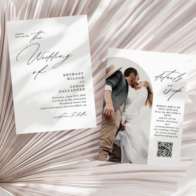 Convite Casamento de Código QR de Foto de Arch de Script M (Criador carregado)