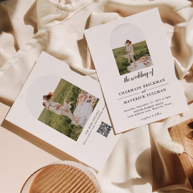Convite Casamento de Código QR de Foto em Arch Simples Mod (Criador carregado)