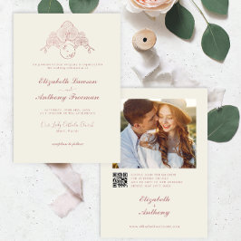 Convite Casamento de Código QR de Foto Orquídea Orquídea D