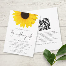 Casamento de Código QR de Girassol Moderno