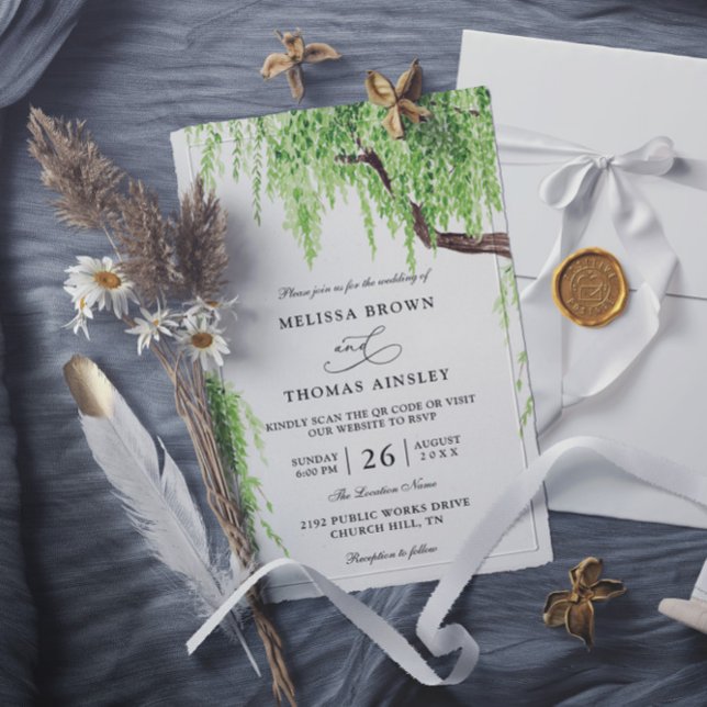 Convite Casamento de Código QR de Orçamento Selvagem de Ár (Criador carregado)