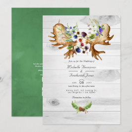 Convite Casamento de Código QR de RSVP Floresta Rústica Aq