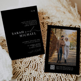 Convite Casamento de Código QR de Script Moderno Elegante 