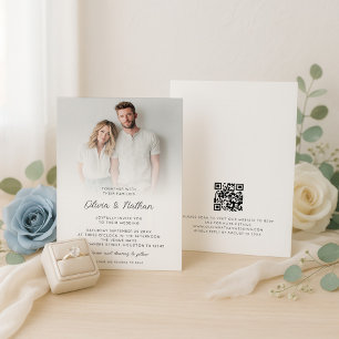 Convite Casamento de Código QR de Sobreposição de Fotograf