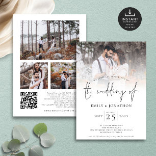 Convite Casamento de Código QR de Sobreposição de Fotos do