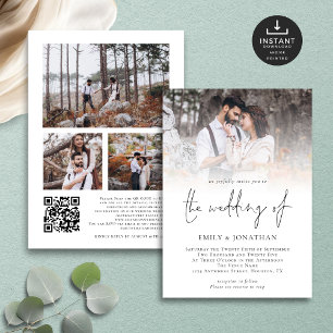 Convite Casamento de Código QR de Sobreposição de Fotos do