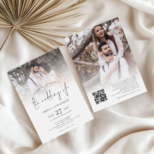 Convite Casamento de Código QR de Sobreposição de Fotos Mi