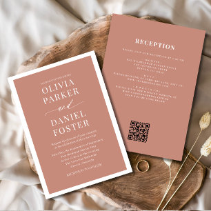 Convite Casamento de Código QR de Terracotta Boho em uma s