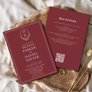 Convite Casamento de Código QR de Todos em Um Único Crest
