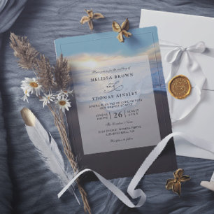 Convite Casamento de Código QR de Verão à Beira-Mar na Pra