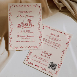 Convite Casamento de Código QR desenhado em Uma Mão de Mar