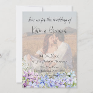 Convite Casamento de Código QR do Elegante Periwinkle Clem