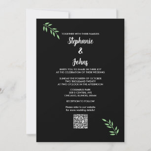 Convite Casamento de Código QR do Script Branco Preto de F