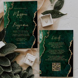 Convite Casamento de Código QR do Script de Agato Verde Mo