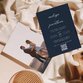 Convite Casamento de Código QR do Script de Foto Azul do M
