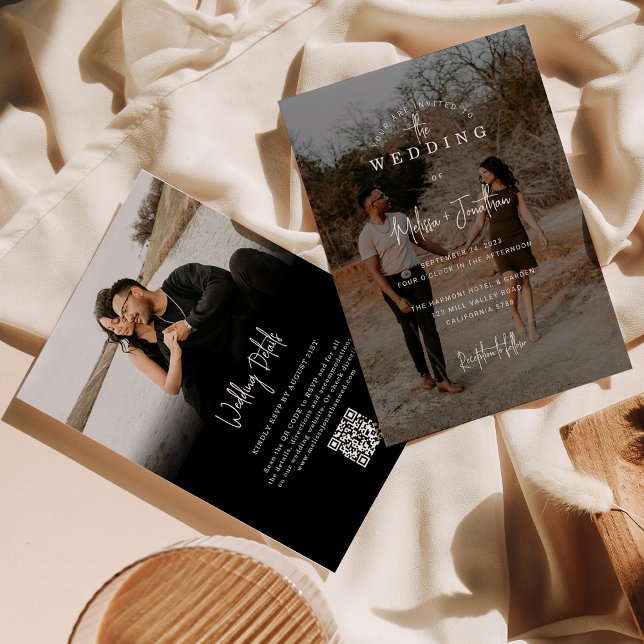 Convite Casamento de Código QR do Script de Foto do Elegan (Criador carregado)