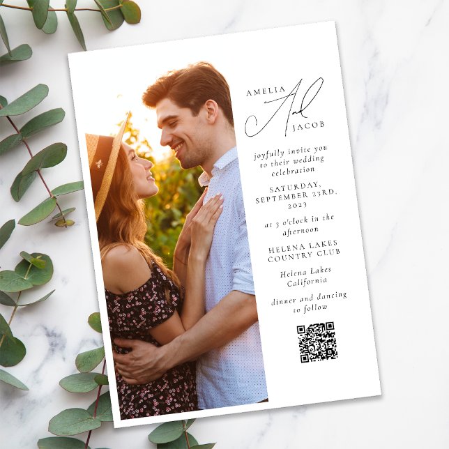 Convite Casamento de Código QR do Script de Foto Moderno (Criador carregado)