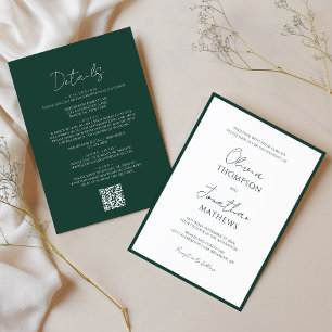 Convite Casamento de Código QR do Script de Fronteira Verd