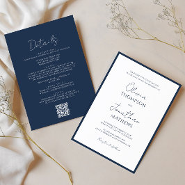 Convite Casamento de Código QR do Script de Limite Azul de