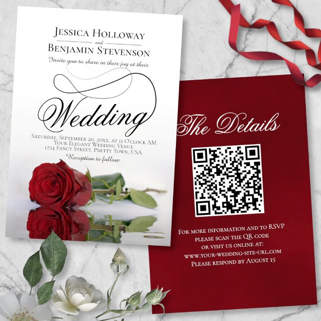 Convite Casamento de Código QR do Script de Rico Elegante (Criador carregado)