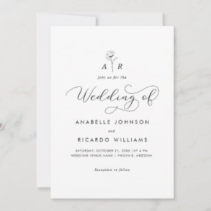 Convite Casamento de Código QR do Script do Monograma de F