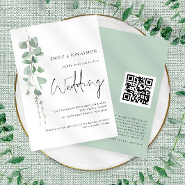 Convite Casamento de Código QR do Script Elegante Moderno