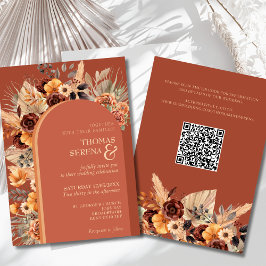 Convite Casamento de Código QR do Terracotta Fall Rust Pam