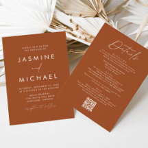 Casamento de Código QR do Terracotta Moderno Tudo