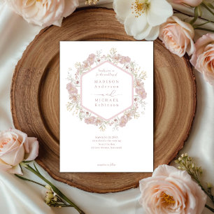 Convite Casamento de Código QR Elegante de Flor Selvagem R