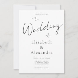 Convite Casamento de Código QR Elegante de Script Minimali