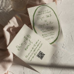 Convite Casamento de Código QR Escrito Desenhado à Mão<br><div class="desc">Se você está procurando por um convite de modelo de casamento simples e elegante. Que apresenta um plano de fundo cremoso de bege. E o nome próprio da noiva e do noivo da mão verde celadon. e informações editáveis em todos os quadros desenhados à mão ilustrados e código QR personalizável...</div>