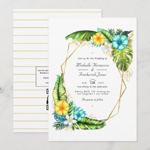 Convite Casamento de Código QR Geométrico Aloha Tropical d