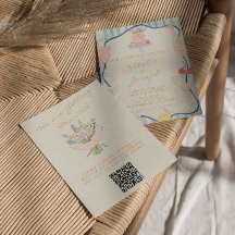 Casamento de Código QR Listrado Desenhado à Mão No