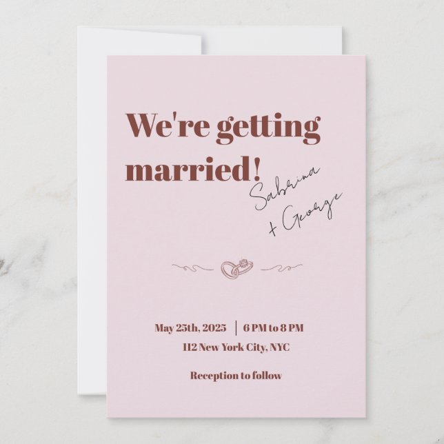 Convite Casamento de Código QR manuscrito elegante moderno (Frente)