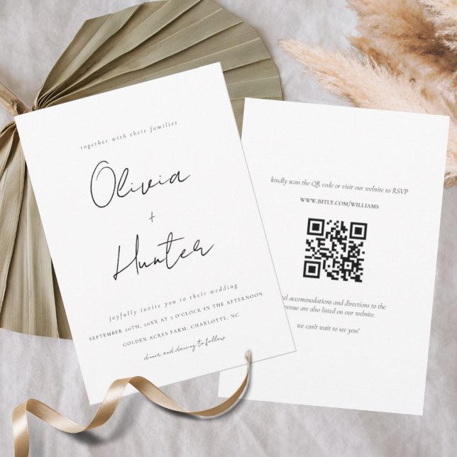 Convite Casamento de Código QR Minimalista (Criador carregado)