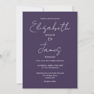Convite Casamento de Código QR Minimalista Elegante Roxo
