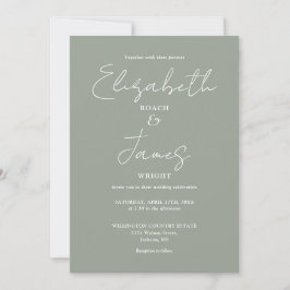 Convite Casamento de Código QR Minimalista Elegante Verde 